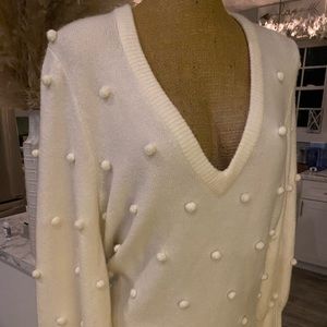 Madewell pom Pom sweater v neck fits like medium